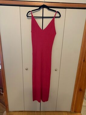 🔥Stunning Freshman 1986 ribbed V-Neck Slip Maxi Dress in Berry